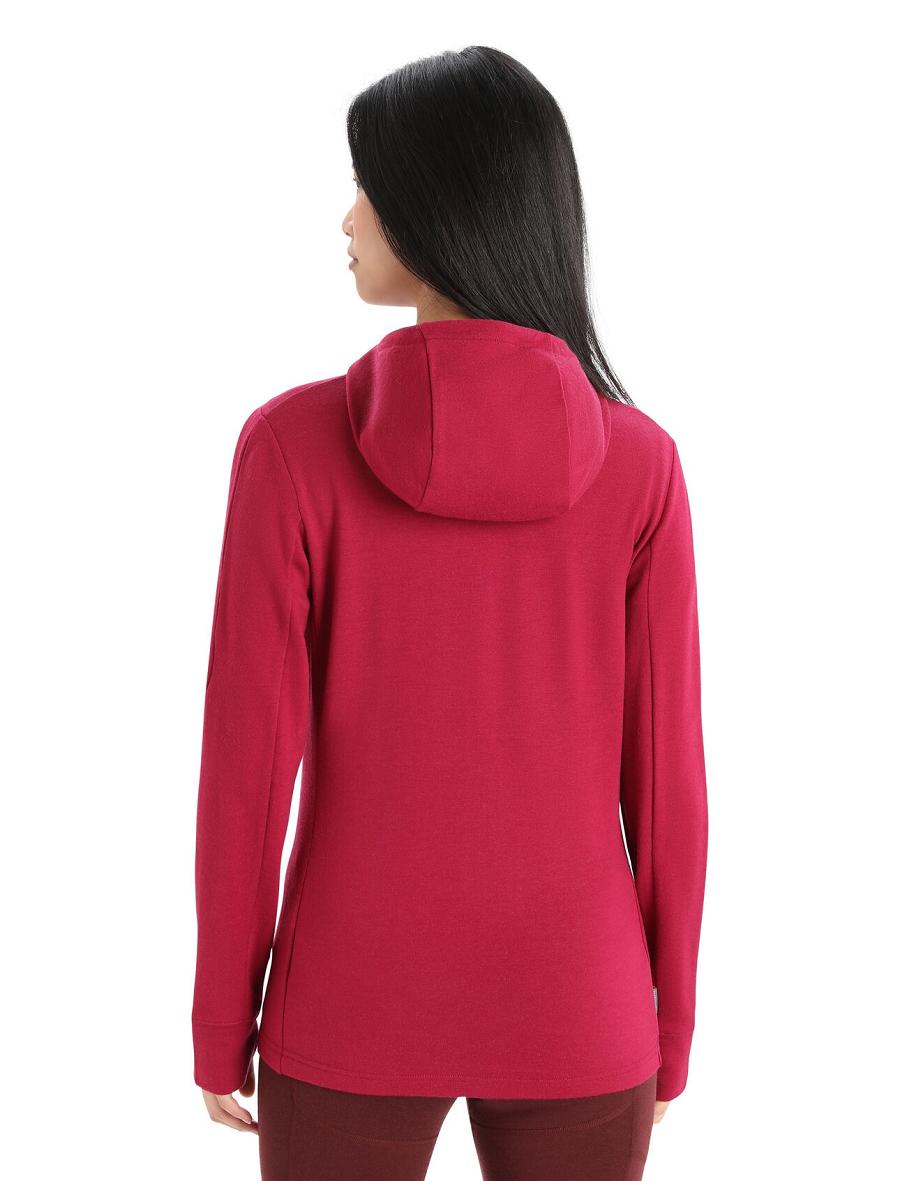 Women's Icebreaker Merino Quantum III Long Sleeve Zip Hoodie Cherry / Espresso | CA 1270ZUTG